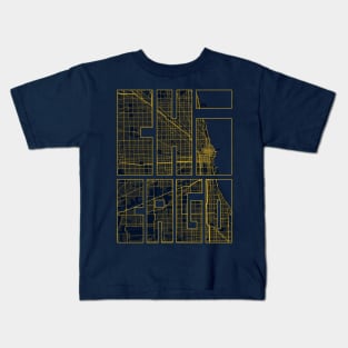 Chicago, USA City Map Typography - Gold Art Deco Kids T-Shirt